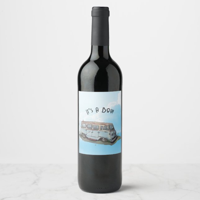 Baby shower for a boy, van art wine label (Front)
