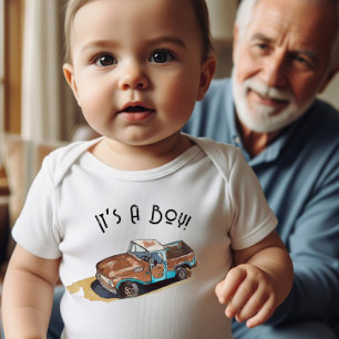 Baby shower for a boy with pickup truck bodysuit