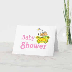 Baby shower for baby girl twins card