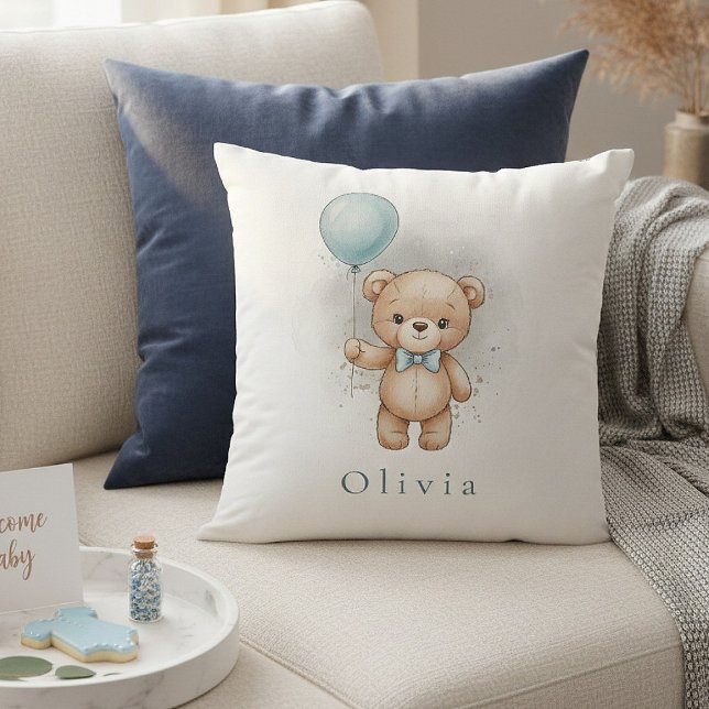 Baby Shower for Boy – Blue Balloon Teddy Bear Cushion (Creator Uploaded)