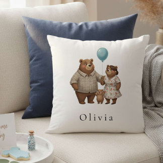 Baby Shower for Boy – Blue Balloon Teddy Bear  Cushion