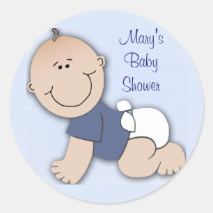 Baby shower for boy classic round sticker