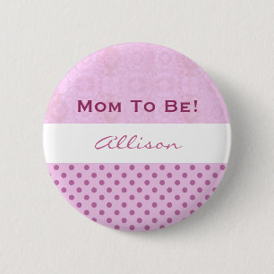 Baby Shower for Girl Pink Polka Dots 6 Cm Round Badge