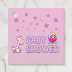 Baby Shower for Girl Stars and Giraffe Favour Tags