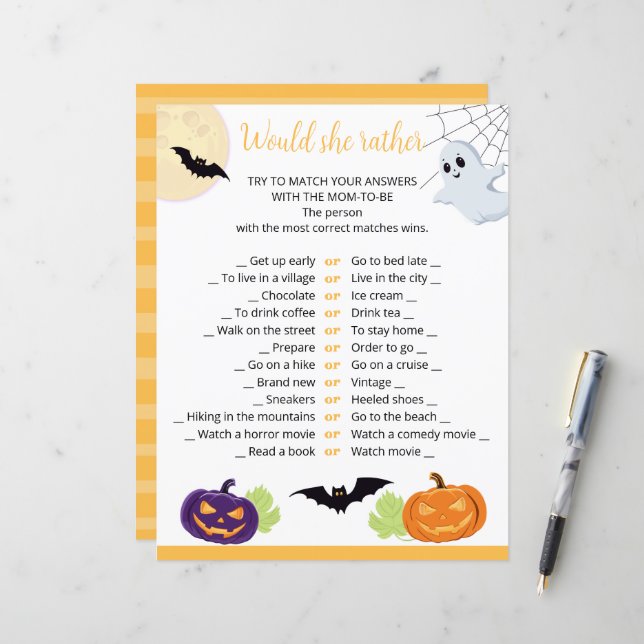 Baby shower for Little Boo Halloween Paper Sheeс (Front/Back In Situ)