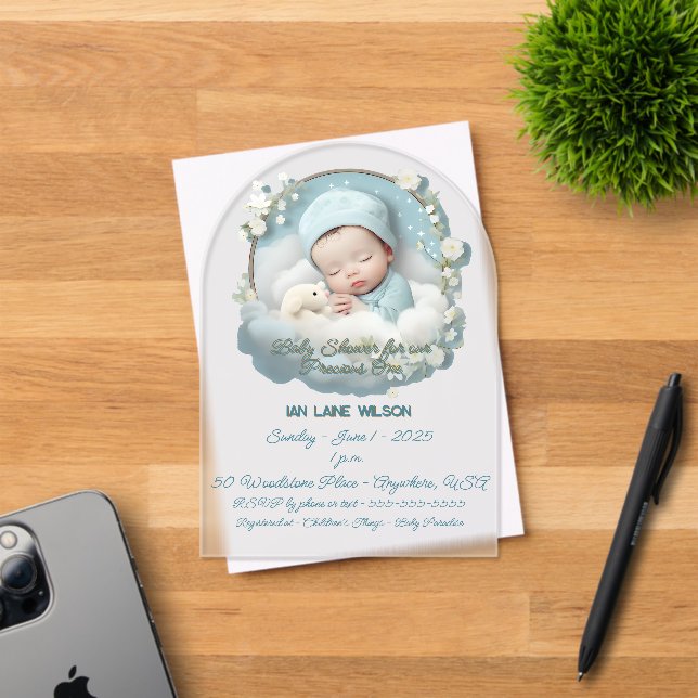 Baby Shower for Precious Baby Boy Acrylic Invitations (Insitu (Invitation Card))