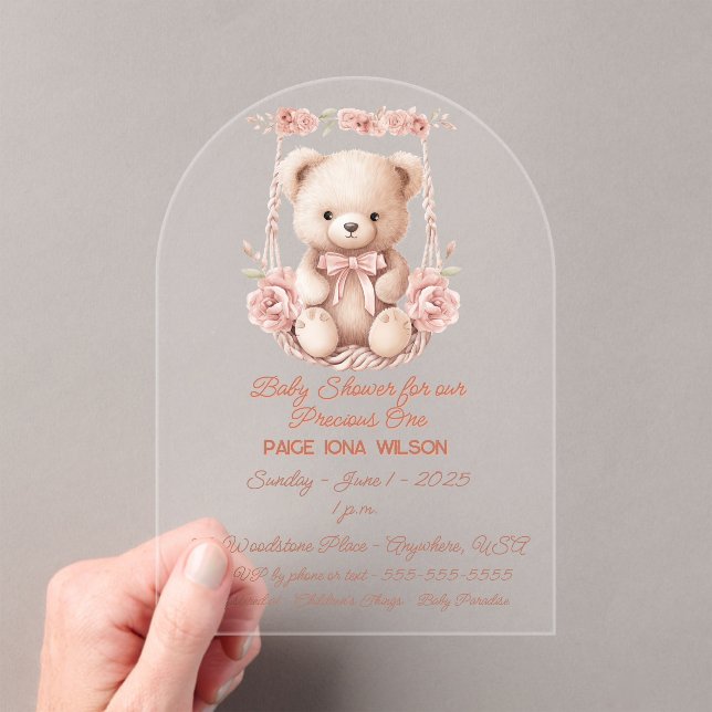 Baby Shower for Precious Baby Girl Acrylic Invitations (Insitu (Handheld))