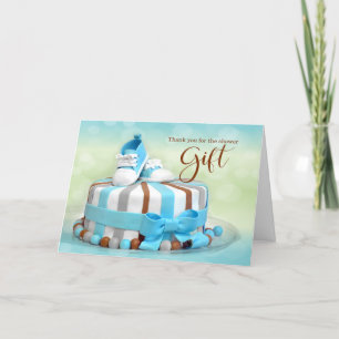 Baby Shower for the Gift Blue Cake Thank You Card