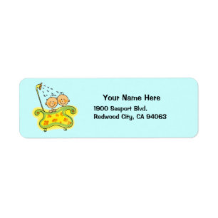 Baby shower for twins (boy) return address label