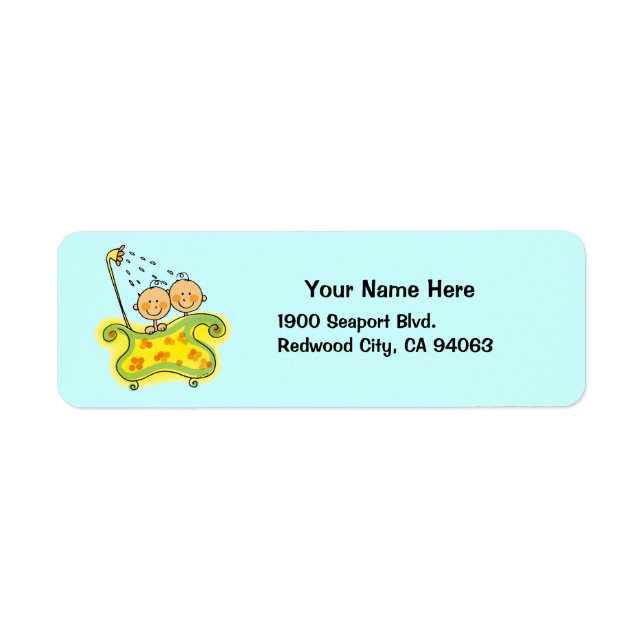 Baby shower for twins (boy) return address label (Front)