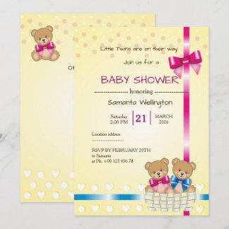 baby shower for TWINS Invitation