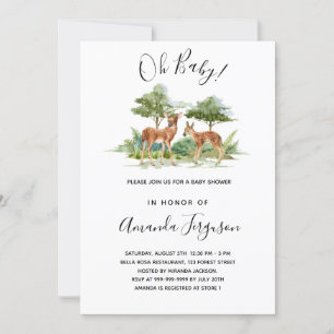 Baby shower forest animals deer woodland invitation