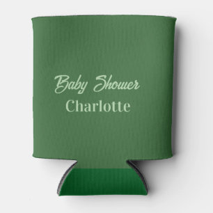 Baby shower forest green pastel name simpleminimal can cooler