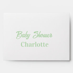 Baby shower forest green pastel name simpleminimal envelope