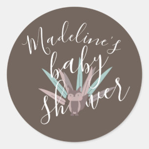 Baby Shower Fox Bohemian Feathers Classic Round Sticker