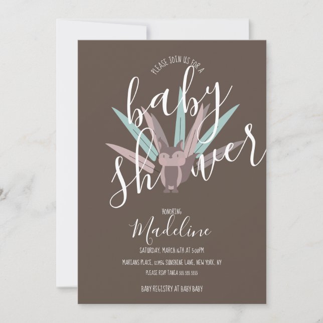 Baby Shower Fox Bohemian Feathers  Invitation (Front)