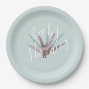 Baby Shower Fox Bohemian Feathers Paper Plate