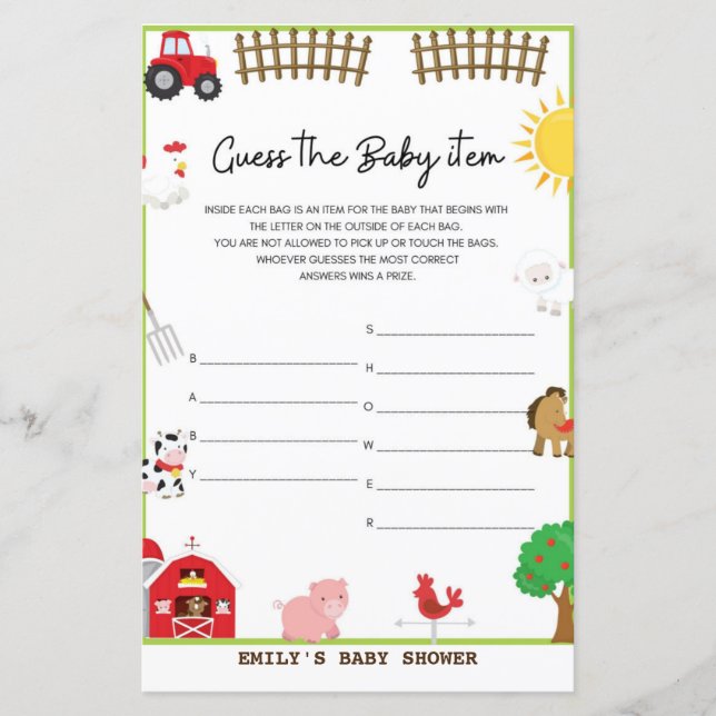 Baby Shower Game (Front)
