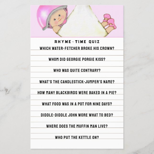 Baby Shower Game and Parenting Advice Flyer (Front)