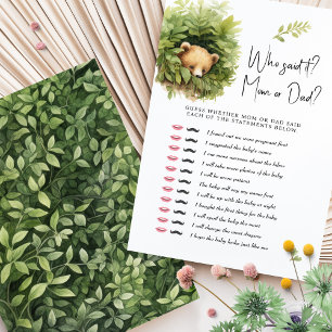 Baby Shower Game Bear Who Said It? Mum or Dad?