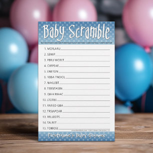 Baby Shower Game - Blue - Word Scramble
