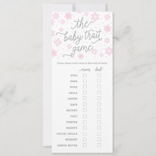 Baby Shower Game Card Baby Trait Game Snowflake