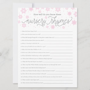 Baby Shower Game CardNursery Rhyme Game Snowflake Invitation