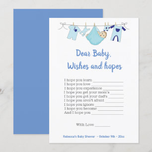 Baby shower Game Dear Baby Wishes and hopes  Invitation