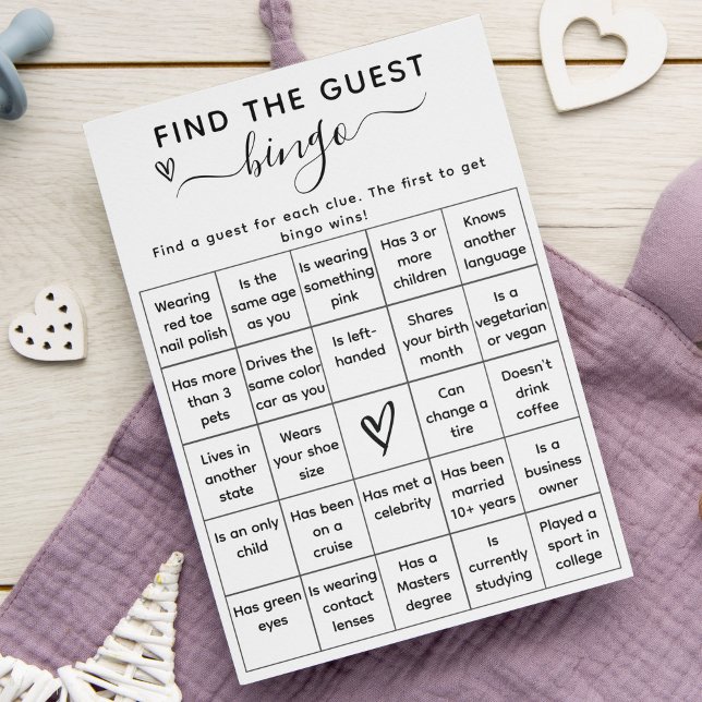 Baby Shower Game Find The Guest Bingo Card (Creator Uploaded)