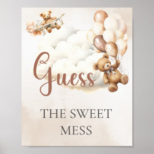 Baby Shower Game GUESS THE SWEET MESS Bear Balloon Poster
