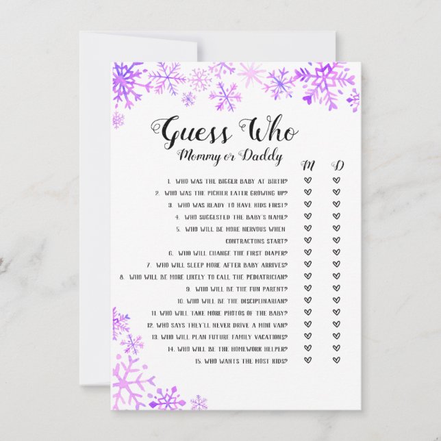 Baby Shower Game - Guess Who, Baby It's Cold Invitation (Front)