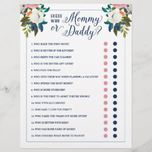 Baby Shower Game Guess Who Mummy or Daddy Editable