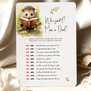 Baby Shower Game Hedehog Who Said It? Mum or Dad? Invitation