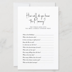 Baby Shower Game How well do you know Mummy