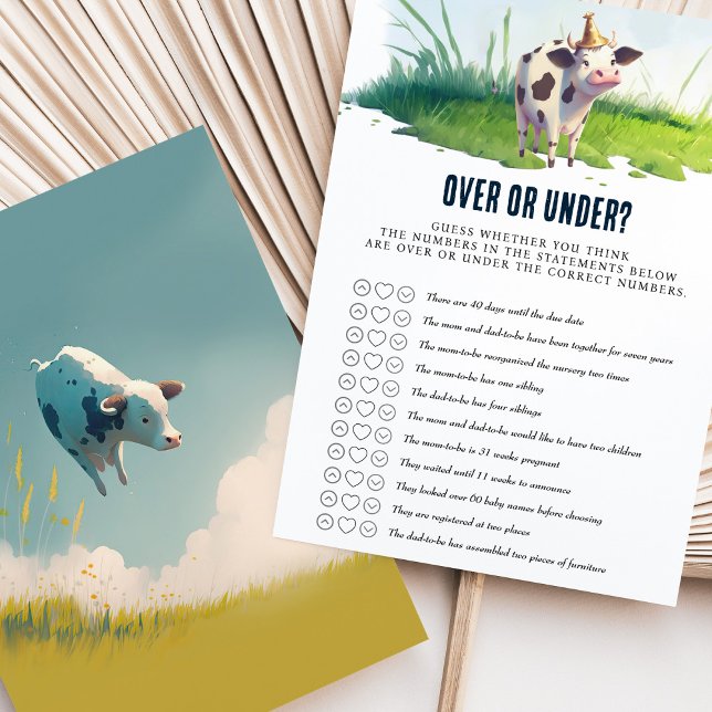 Baby Shower Game Over or Under Cow Blue Boy (Creator Uploaded)