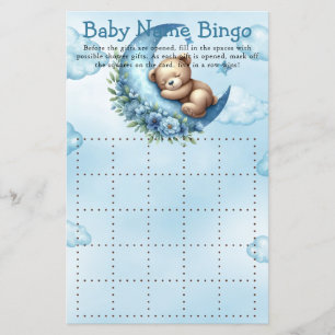 Baby Shower Game Over The Moon Bingo
