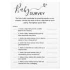 Baby Shower Game Trivia Survey Card