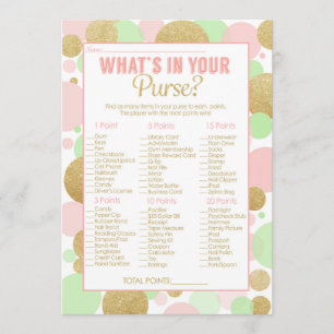 Baby Shower Game What's in your Purse Invitation