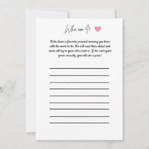 Baby Shower Game - Who Am I? Invitation