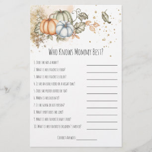 Baby Shower Game Who Knows Mommy Best Flyer