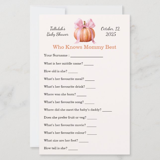 Baby Shower Game [ Who Knows Mummy Best | Fun  (Front)