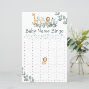 Baby Shower Game Wild One Bingo