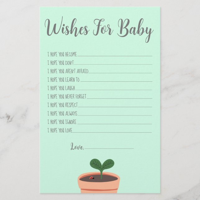 Baby Shower Game Wishes For Baby Flyer (Front)