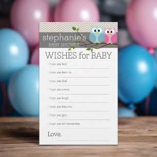 Baby Shower Game Wishes Woodland Owl