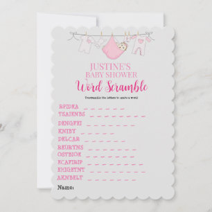 Baby Shower Game Word Scramble Invitation Cards