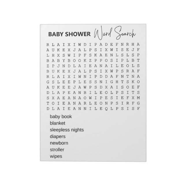 Baby Shower Game Word Search  Notepad (Rotated)
