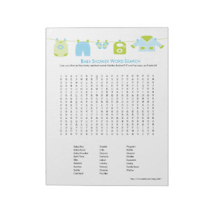 Baby Shower Game Word Search Notepad (Blue)
