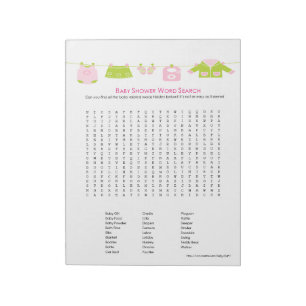 Baby Shower Game Word Search Notepad (Pink)