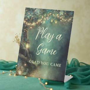Baby Shower Games Enchanted Forest Lanterns Pedestal Sign