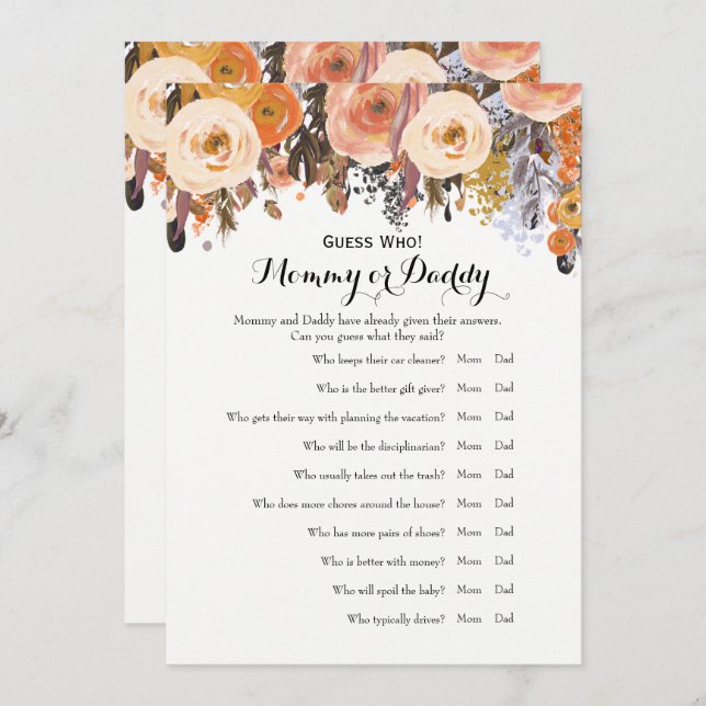 Baby Shower Games - Wishes for Baby and Guess Who Invitation (Front/Back)